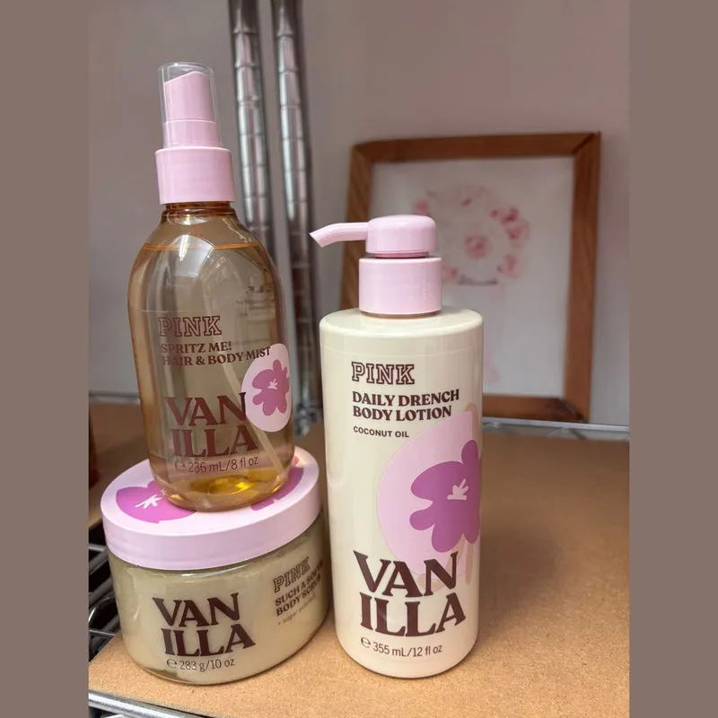 Victoria’s Secret Pink Set Vainilla (Exfoliante + Body+ Crema Corporal)